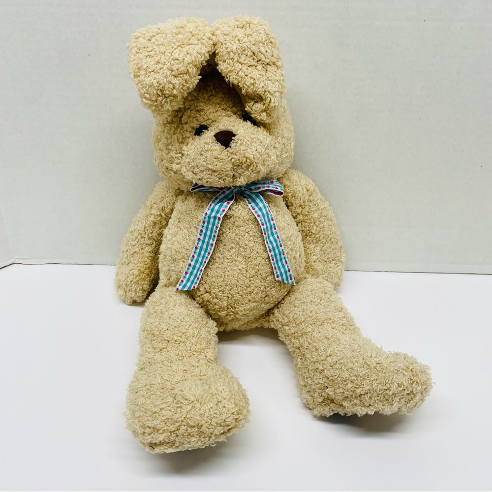 First & Main Bunne E Rabbit Stuffed Animal Plush Bunny Beige Little Bent Ears